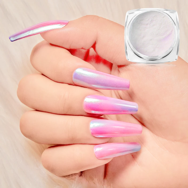 1 коробка блестящая пудра для ногтей Русалка г жемчужная оболочка мерцающая