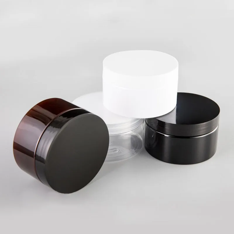 

20pcs 300g Empty Black PET Cosmetic Cream Tin Plastic Screw Cap 10 OZ Solid Perfumes Refillable Jars,Powder Bottle Balm Pot