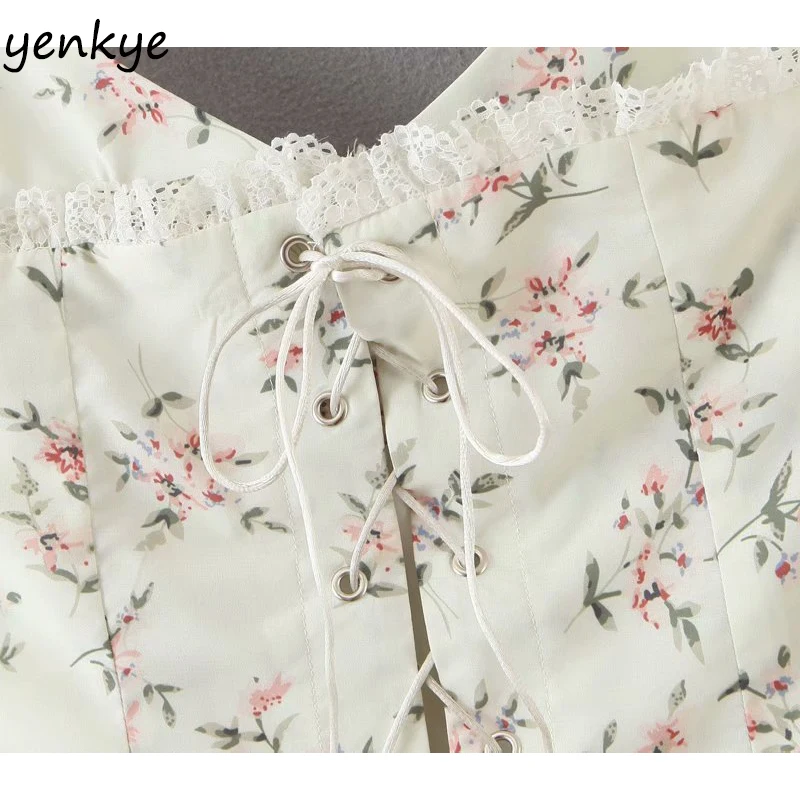 Женское кружевное платье с цветочным принтом облегающее мини на бретельках