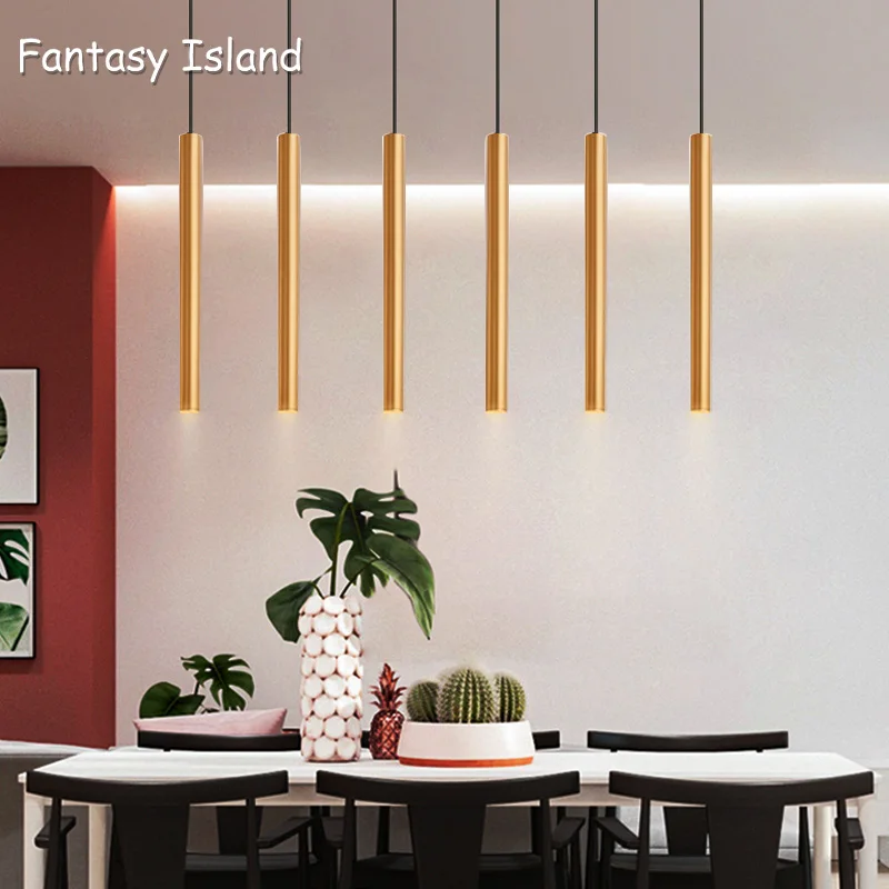 Золотистые регулируемые люстры с длинной трубкой декоративсветильник