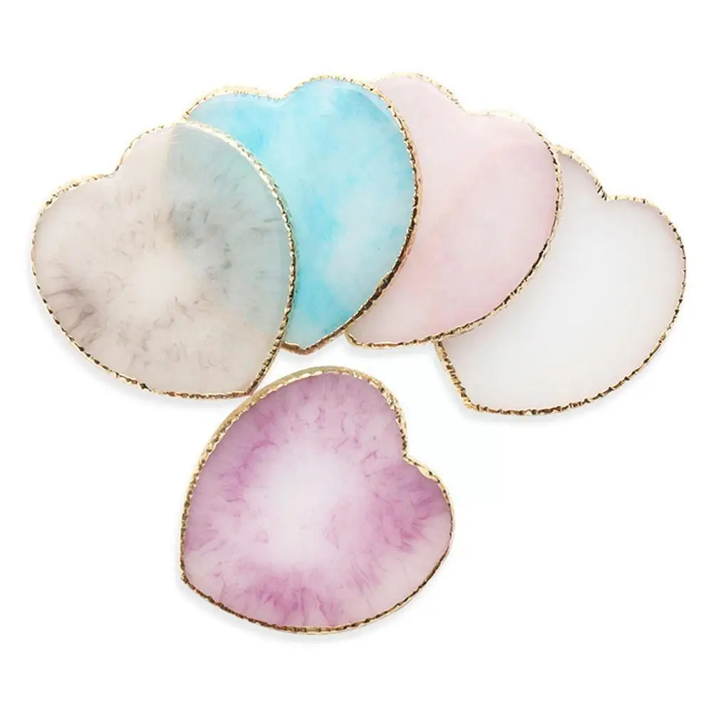 

Heart-shaped Natural Resin Stone Palette False Nail Tips For Nail Color Mixing Display Manicure Polish Gel Tool G3a3