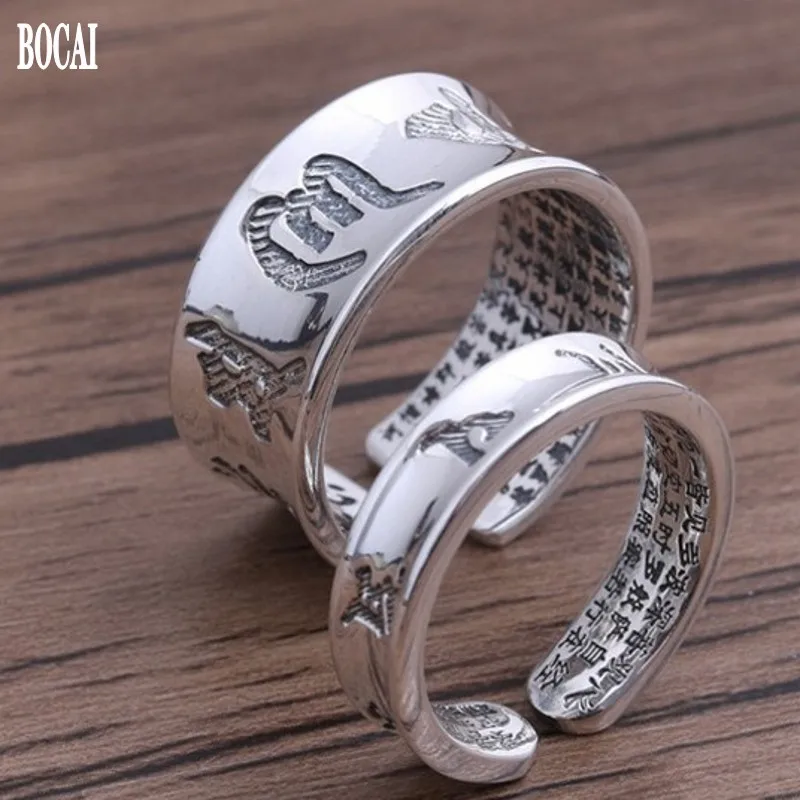 Кольцо из чистого серебра s999 для мужчин и женщин мантра шести символов даминг