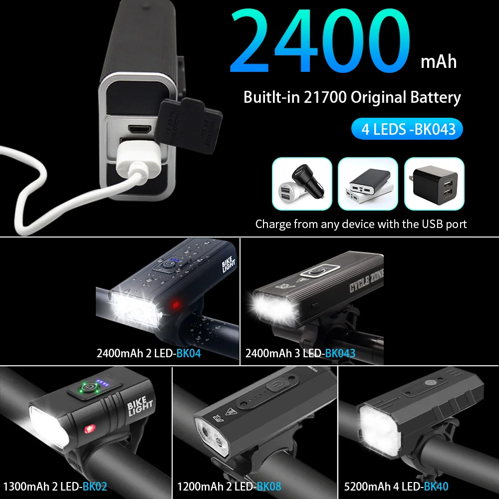 Велосипедный светильник CYCLEZONE BK40 светодиодный фонарь T6 с зарядкой по USB 6/7 режимов