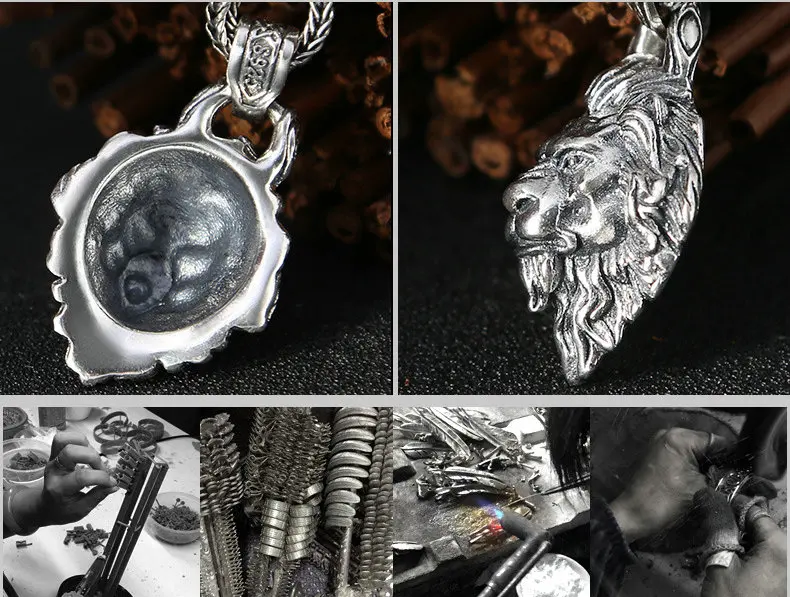 13*25*35MM Real 925 Sterling Silver Lion Head Charms Pendant Fine Jewelry Accessories | Украшения и аксессуары