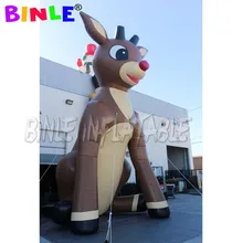 야외 이벤트 장식에 대 한 6mH 레드 코 거 대 한 옥스포드 크리스마스 풍선 순 록 풍선 루돌프 동물 모델