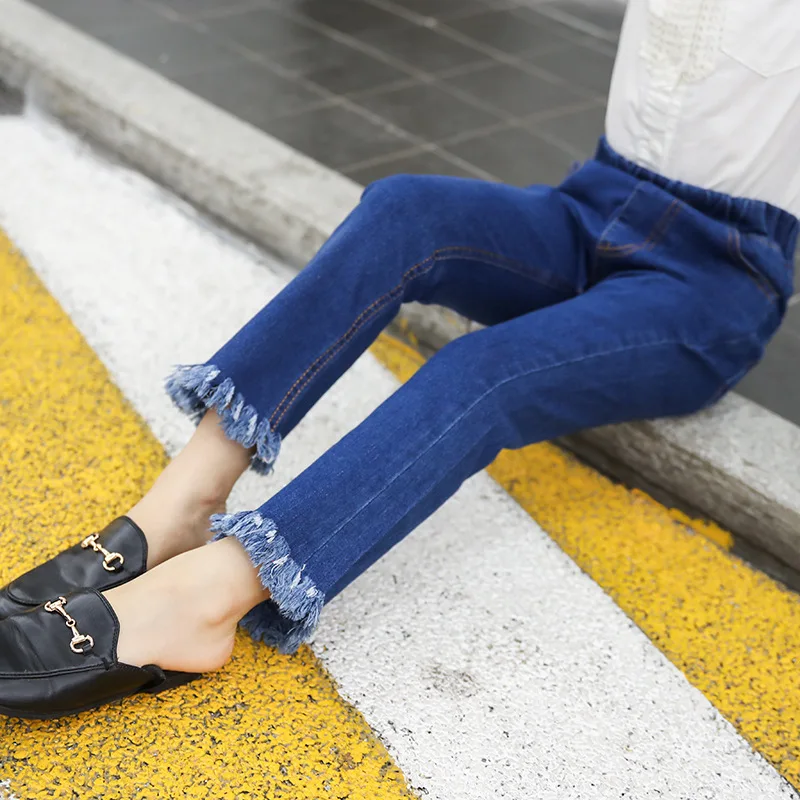 Штаны для девочек новое поступление весенне-осенние модные однотонные джинсы