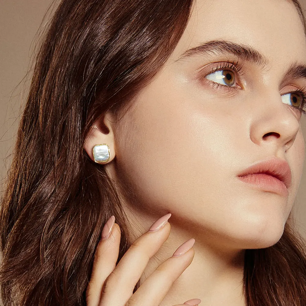 Viennois Silver Color Stud Earrings White Pearl Earring for Women Jewelry | Украшения и аксессуары