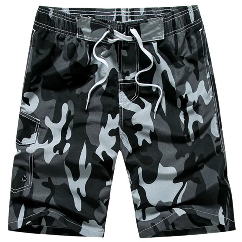 gray Sfit летние мужские свободные пляжные шорты быстросохнущие повседневные плавки для водных видов спорта с завязками купальники размера плюс пляжная одежда для мужчин - Цвет: gray