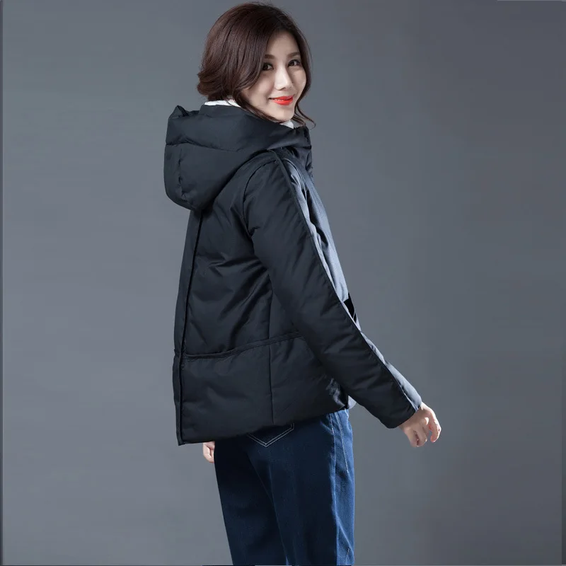 2019 зимняя новая стильная куртка на белом утином пуху короткая модная стройнящая