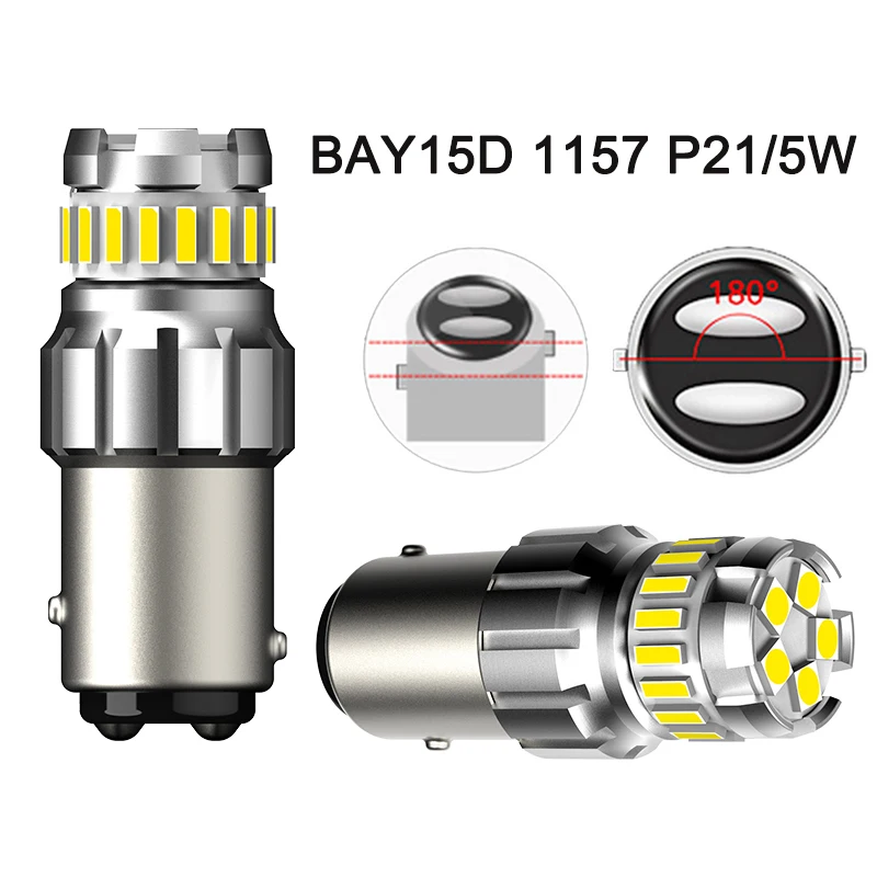 BAY15D 1157 2 шт. P21W светодиодный Canbus 1156 BA15S BAY15D светодиодный фонарь 1157 P21/5 Вт R5W автомобильные огни белый Янтарный Желтый стоп-сигнал задний фонарь DRL 12 В - Испускаемый цвет: BAY15D 1157
