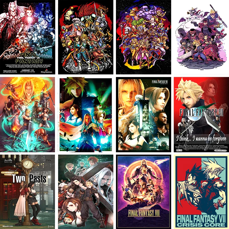 Финальная фантазия IX плакат облако и тифа фэнтезийная игра Vaporwave живопись