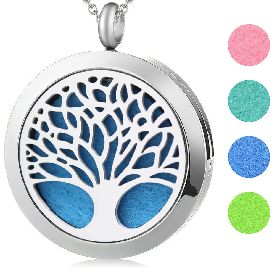tree 1 Новое поступление более 25 стилей ароматерапия эфирное масло хирургическое ожерелье из нержавеющей стали Духи Подвеска-диффузор медальон - Окраска металла: tree 1