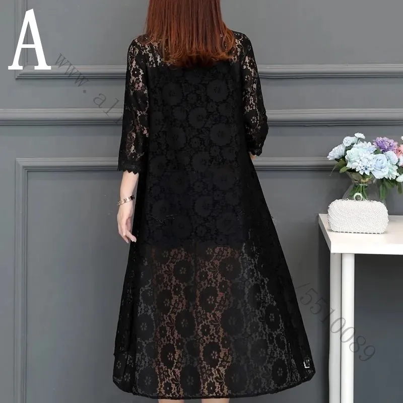 Женская летняя кружевная накидка с цветочным узором длинным рукавом элегантная