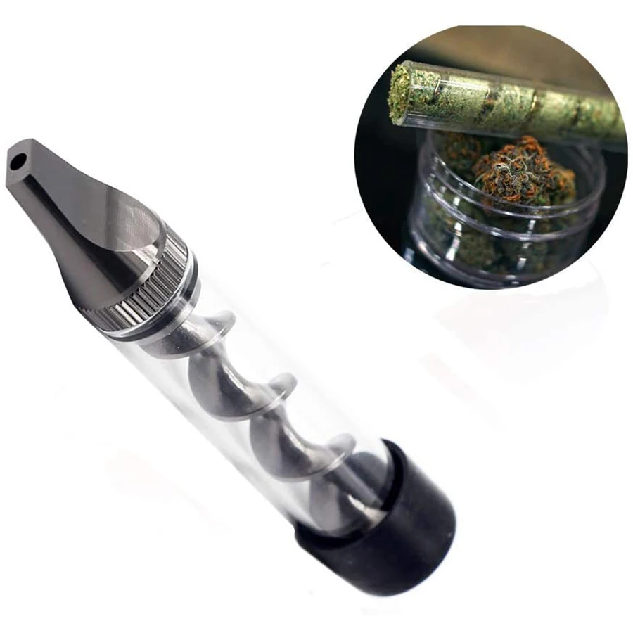 

Portable Flat-nozzle Spiral Dry Burning Vapor Pipe Glass Twisty Blunt Dry Herbal Pipe Tobacco Grinding Tool Weed Accessories