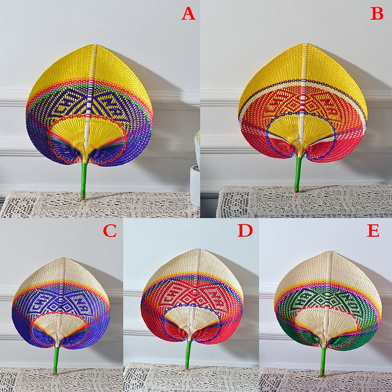 

Summer Cooling Pure Handmade DIY Heart Shaped Bamboo Woven Fan DIY Hand Fans