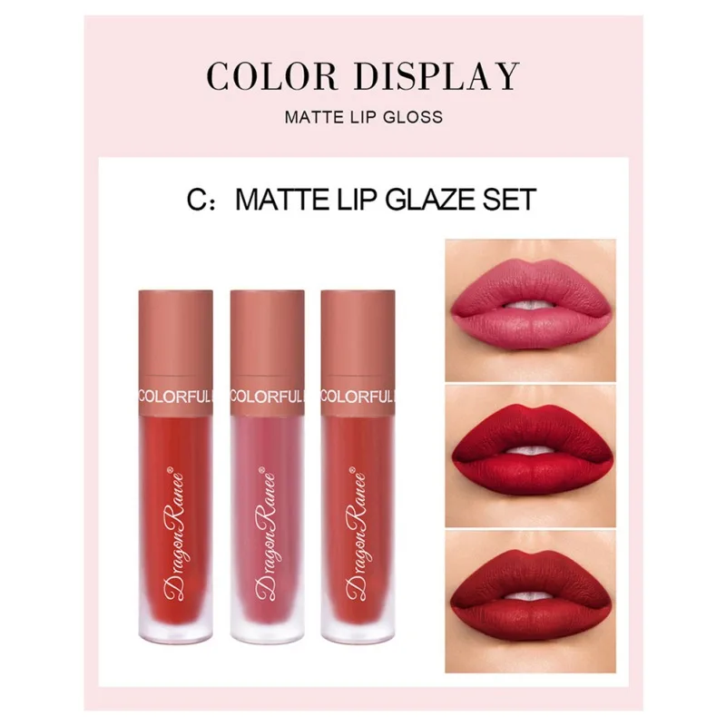 

10ml Non-stick Matte Lip Gloss Lip Makeup Liquid Lipstick Waterproof Lipgloss Gift Box Long lasting Lip Tint