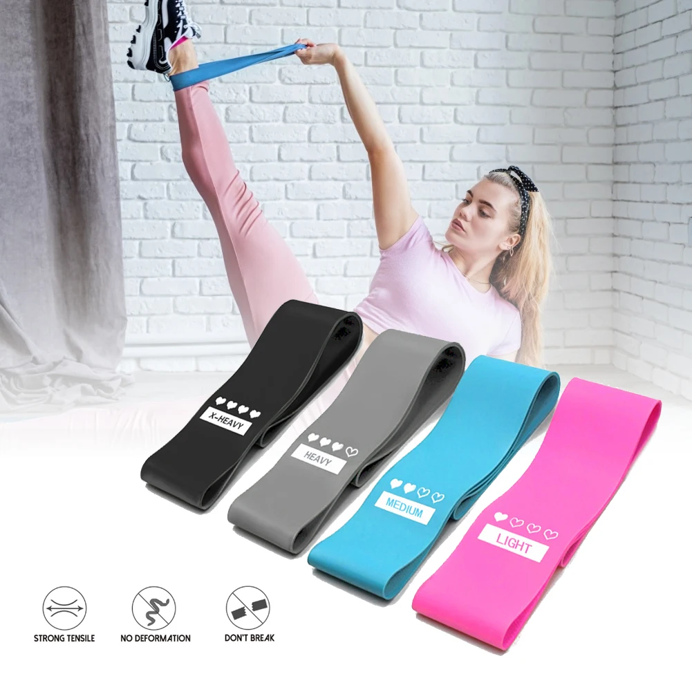 

4Pcs Exercise Yoga Resistance Band Pilates Rubber Glute Hip Leg Multiple Resistances Relieve Stress And Fatigue Training Bands