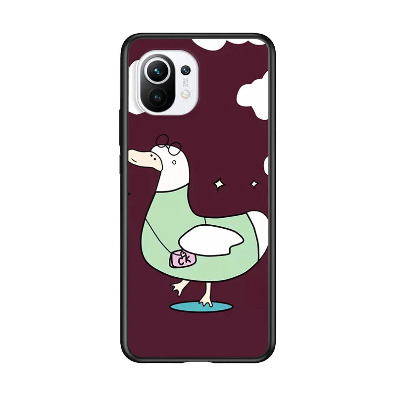 

Cartoon Duck Cute for Xiaomi Mi 11 10T Note 10 Ultra 5G 9 9T SE 8 A3 A2 A1 6X Pro Play F1 Lite 5G Black Phone Case