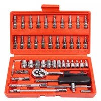 46pcs car repair combination suit socket wrench ratchet spanner car vehicle repair tools professional auto repair kit set