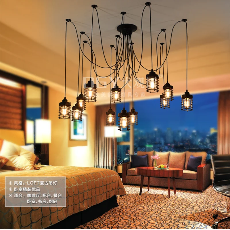 Goede Mutilple Arm Edison Lamp Hanger Kroonluchter Moderne Vintage Loft Bar Restaurant Slaapkamer E27 Art Hanger Industriële Lamp Gratis Schip