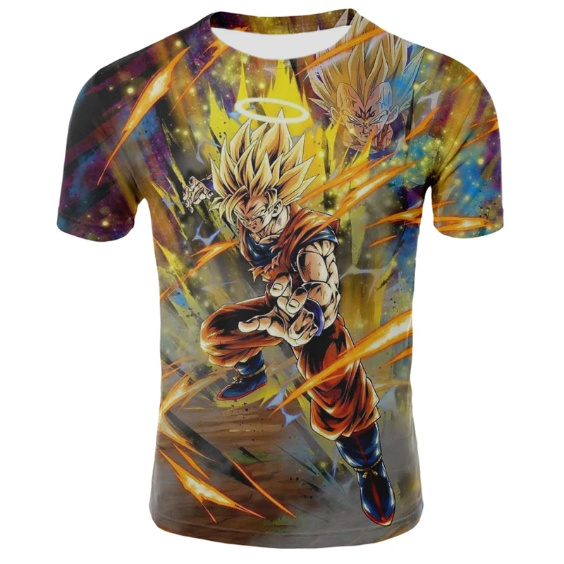 Новая летняя мужская футболка модная детская с круглым вырезом 3D принтом аниме