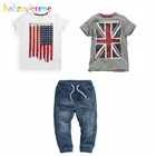 3 шт.2-7 летвесенне-летняя одежда для маленьких мальчиков, комплекты одежды, Повседневная модная хлопковая футболка + джинсы, детская одежда