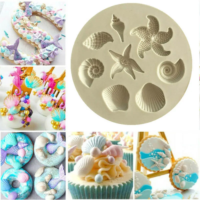Mould Cake Icing Mold Decorating Sea Shell Fondant Silicone Sugar craft Starfish mold | Дом и сад