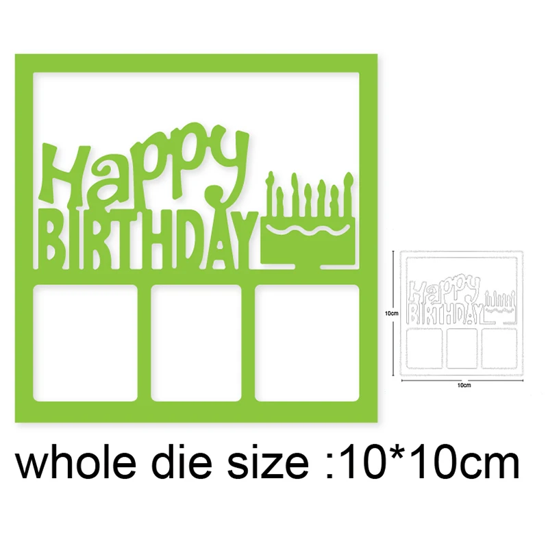

Happy Birthday Cake Frame Metal Cutting Dies Scrapbooking Stencils DIY Album Cards Decor Embossing Die Cuts Craft Dies 2020 NEW