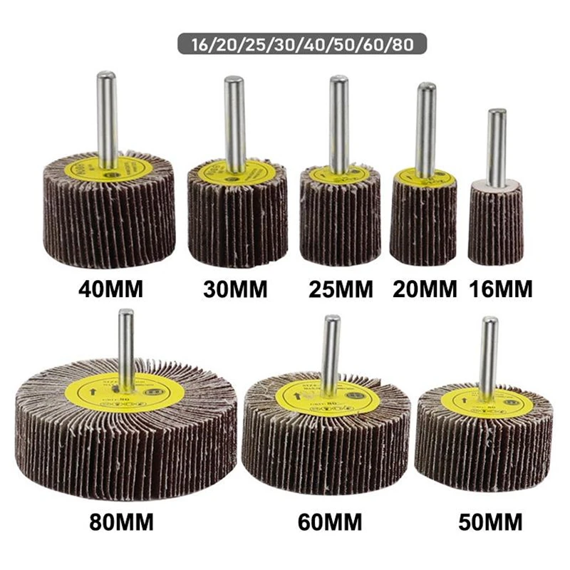 

16-80mm 80 Grit Sanding Flap Wheel Disc Abrasive Grinding Wheel Dremel Accessories Sandpaper Polishing Tools 6mm Shank For Drill