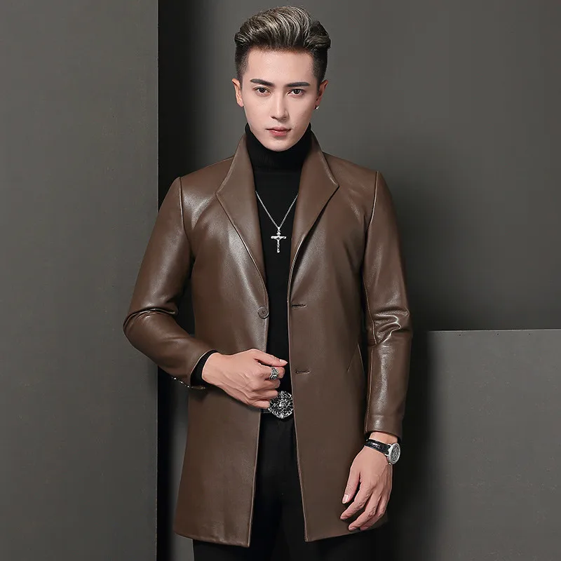 Куртка мужская из натуральной кожи дубленка овечьей Длинная - Цена: 211555.05