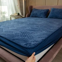 flannel mattress cover fitted sheet fallwinter new style delicate and smooth sheet cover thick cotton quilted fitted sheet