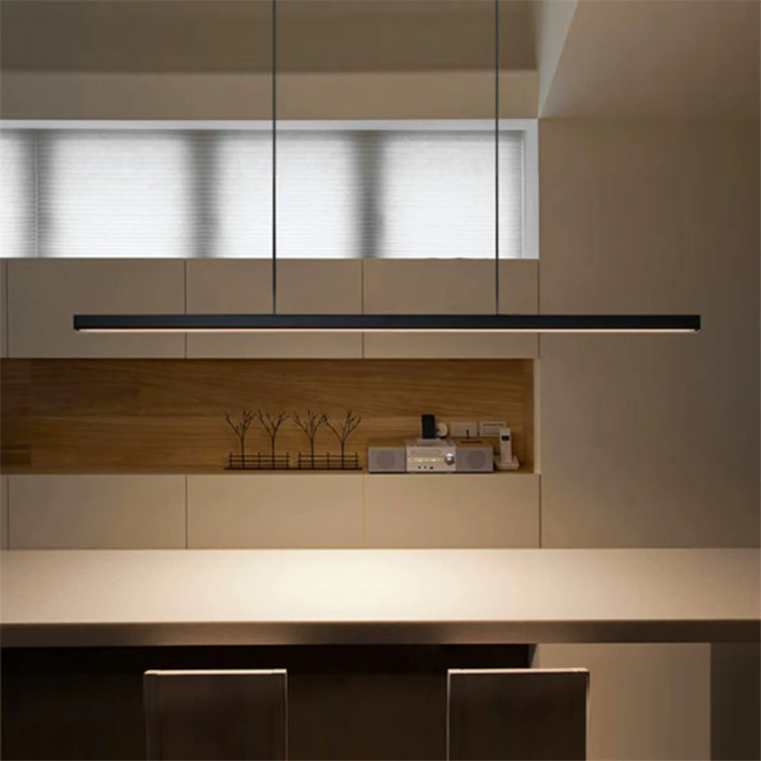 Comprare Moderna Lampada A Sospensione LED Bar Ristorante Studio Ufficio Di Arte Della Decorazione Lunga Striscia Di LED Lampade A Sospensione Cucina Illuminazione Interna Lampada A Sospensione