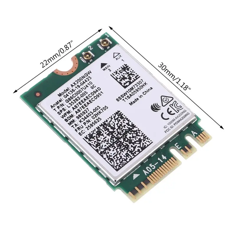 

AX200 Wireless Card Kits Mini Pcie Adapter IPEX 4 Antennas 2.4Gbps Bluetooth 5.0 AX200NGW 802.11ax/ac MU-MIMO 2x2 Wifi