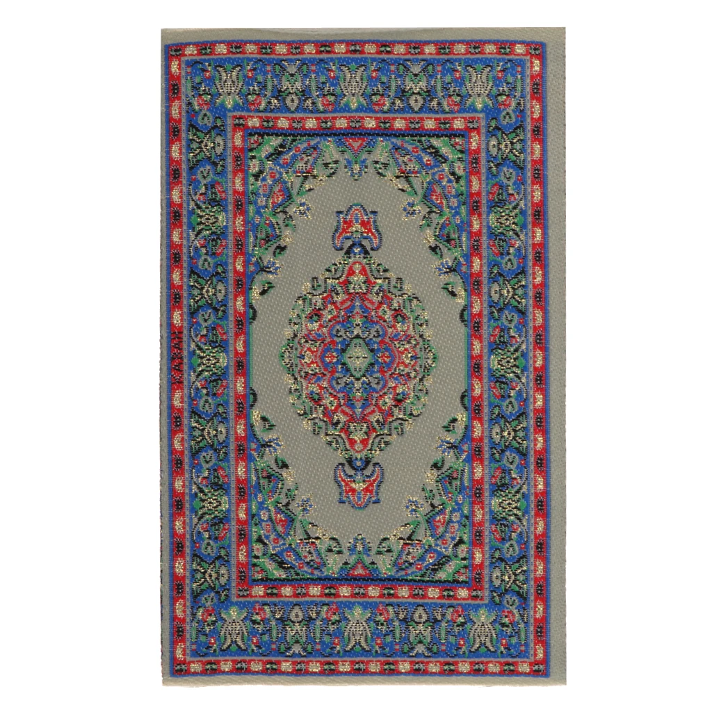 

Dollhouse Miniature 1/12 Carpet Woven Dolls House Rugs Decoration Blue