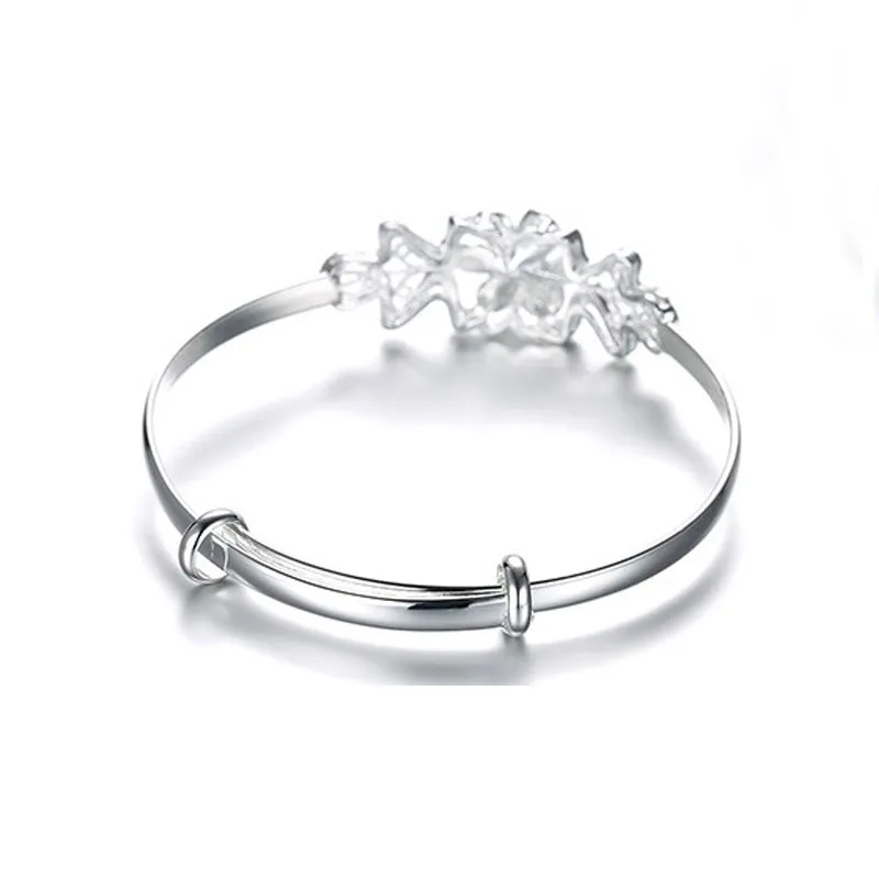 Женские милые туфли-баугиния регулируемый браслет для женщин Серебряный цветок