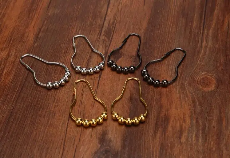 

New Shower Curtain Rings Hooks Metal Bathroom Clip Easy Glide Hooks Polished Shower Curtain Rings Curtain Hooks