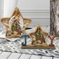 nativity scene statue baby jesus christmas crib figurine ornament home desktop decoration