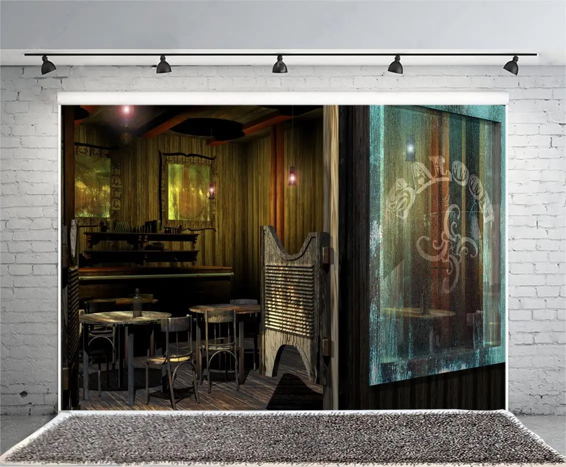 

Винтажный фон для фотосъемки в Западном интерьере, старые ковбойские столы, деревянная дверь, ретро-паб, бар, фон для украшения вечерние