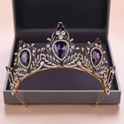 Винтажные свадебные аксессуары для волос фиолетовые стразы, Кристалл Корона свадебный головной убор свадебное кольцо в форме короны аксессуары для волос ювелирные изделия