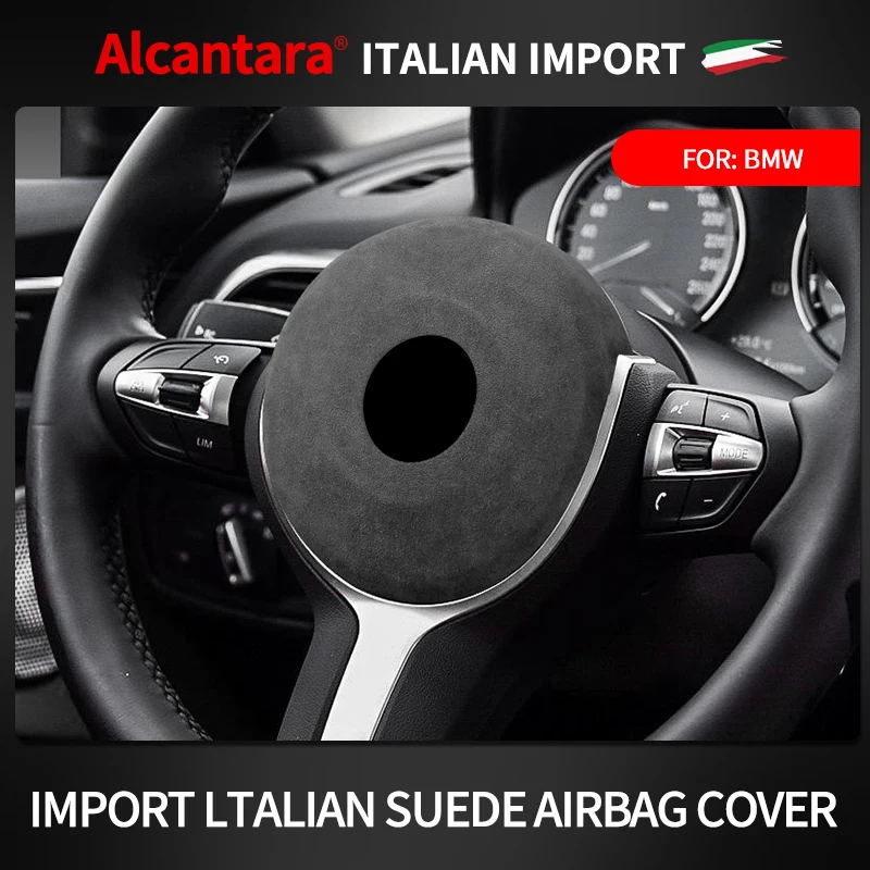 for BMW Alcantara steering wheel cover GT F chassis 1/3/4 series suede airbag cover high-end interior modification stickers