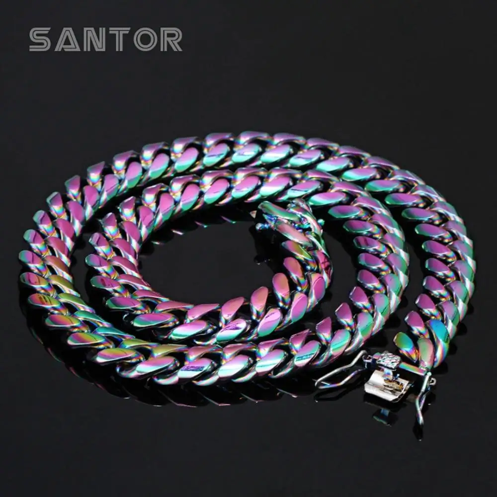 

Hip Hop Cuban Link Chain Bracelet Stainless Steel Miami Cuban Chocker For Men