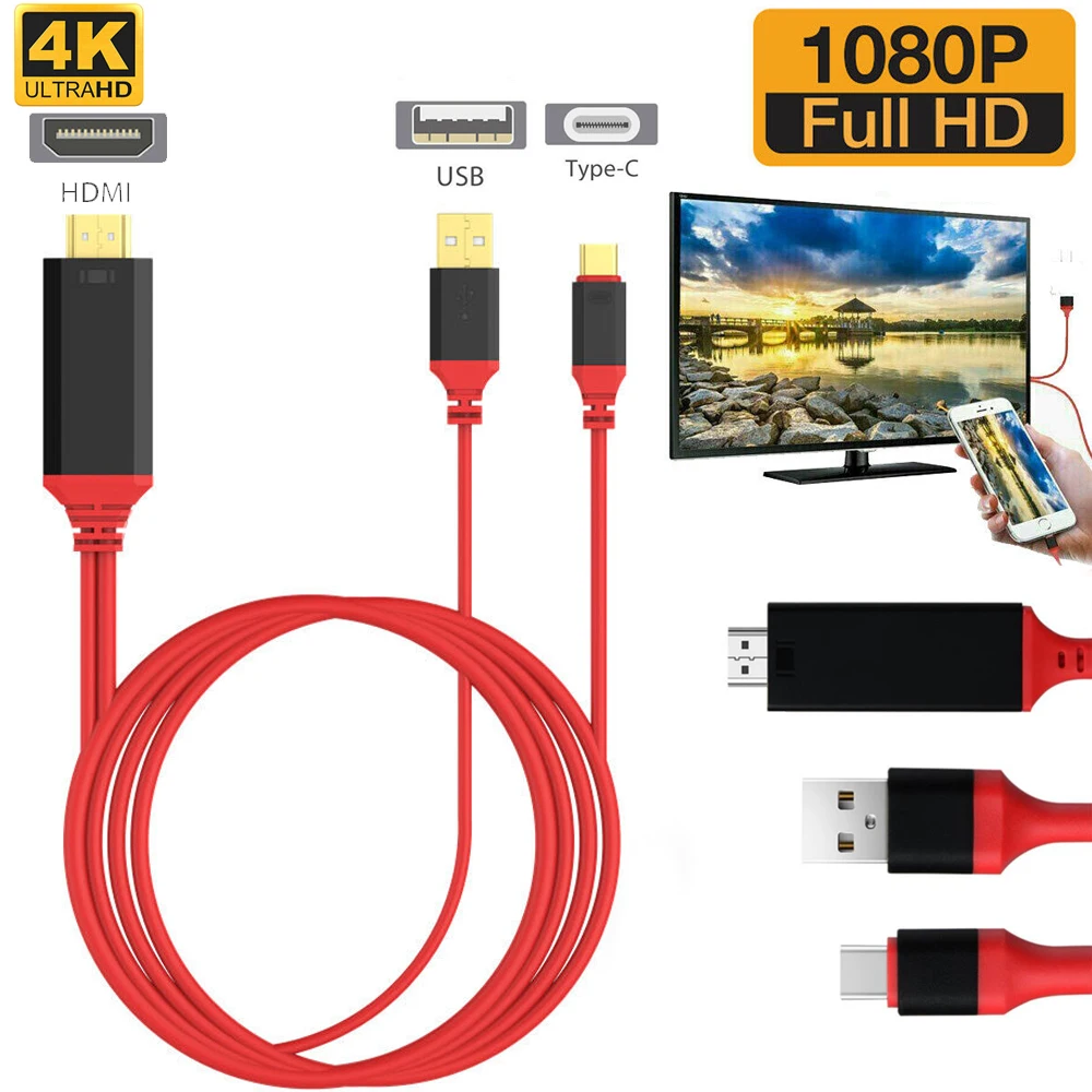 USB 3 1 типа C на HDMI совместимый кабель адаптер конвертер Ultra1080P 4 к зарядки HDTV видео