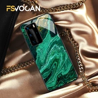 Emerald Green Jade Stone Pattern Phone Case For Huawei P30 P40 P20 Lite Pro Honor 10X 10i Mate Plus Nova