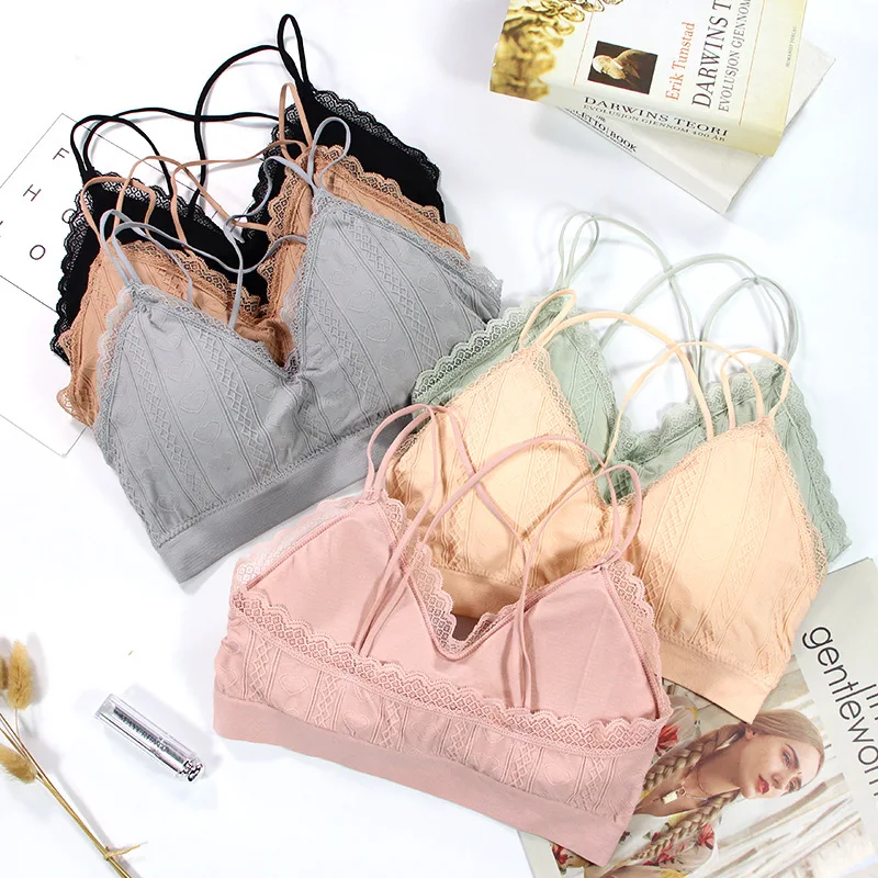 Топ женский кружевной с открытой спиной бюстгальтер пуш-ап топ спортивный для