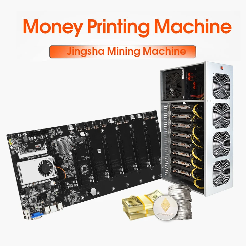 материнская плата майнинг btc 37 8 GPU mining motherboard материнка ферма для майнинга с cpu