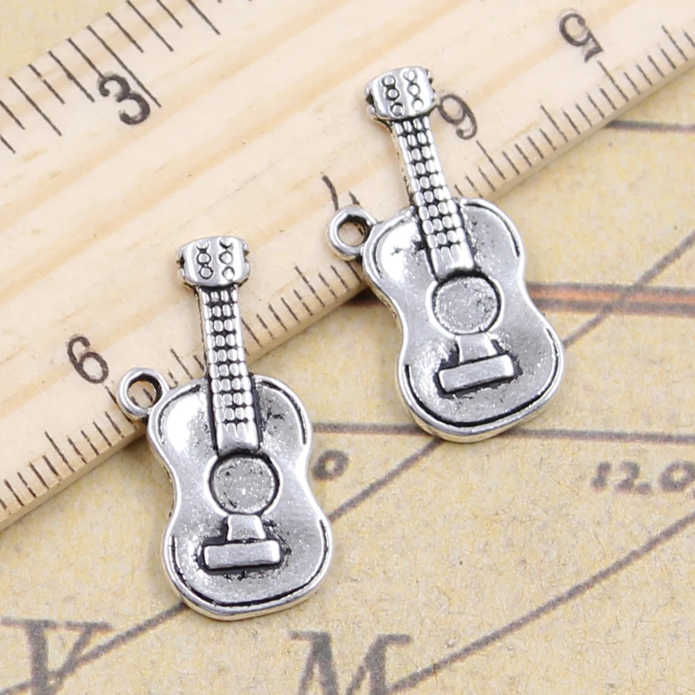 10 шт. Подвески на музыкальную тему/гитары 25x12mm Тибетский серебристый цвет Кулоны