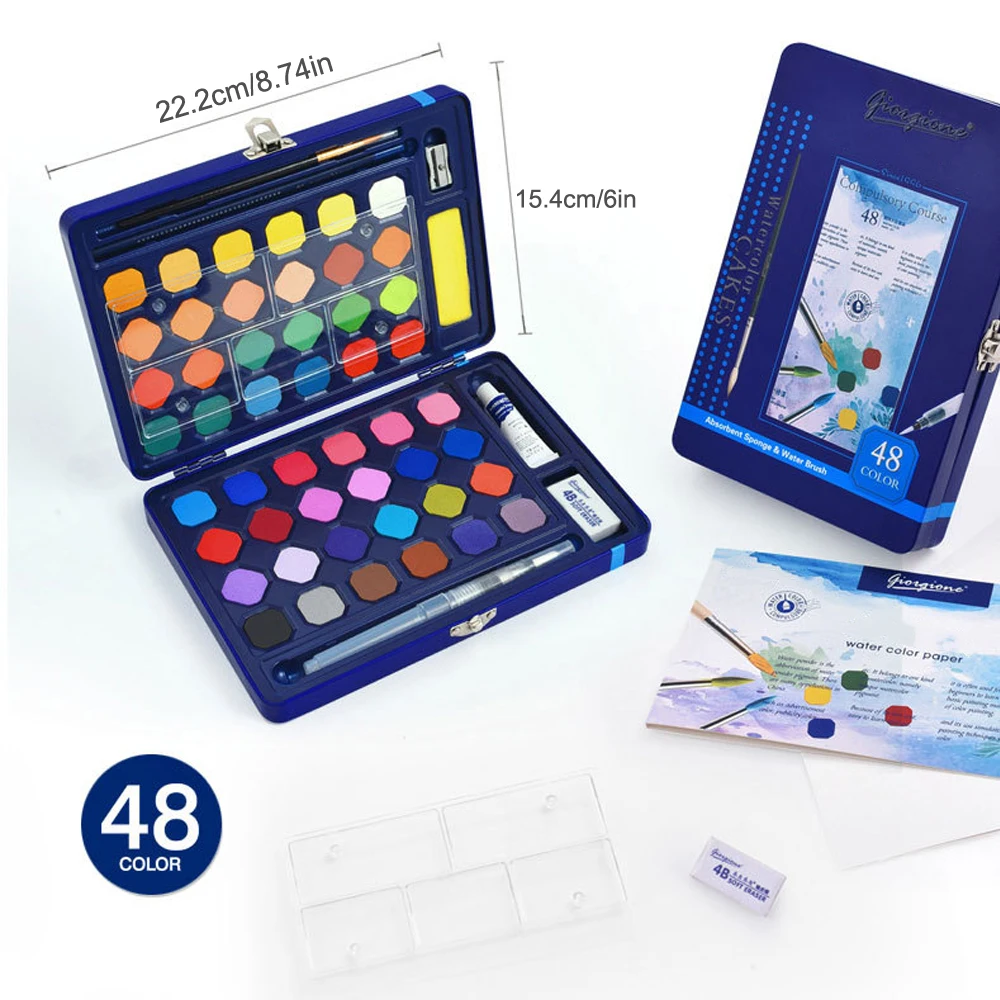 

36 ярких цветов, набор однотонных акварельных красок, пигмент с водной кистью, кисть, стилус для рисования