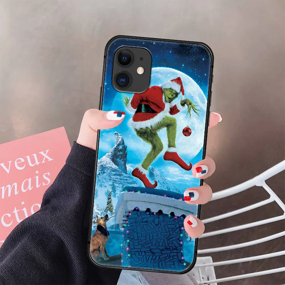 

Christmas Grinchs How the Stole Green Phone Case Cover Hull For IPhone 5 5s se 2 6 6s 7 8 12 Mini Plus X XS XR 11 PRO MAX black