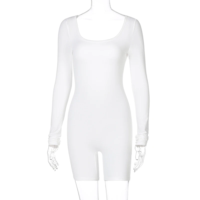 

Angels Secret 2021 Long Sleeve Bodycon Stretchy Playsuit Summer Women Fashion Streetwear Outfits Romper White Body AG31251