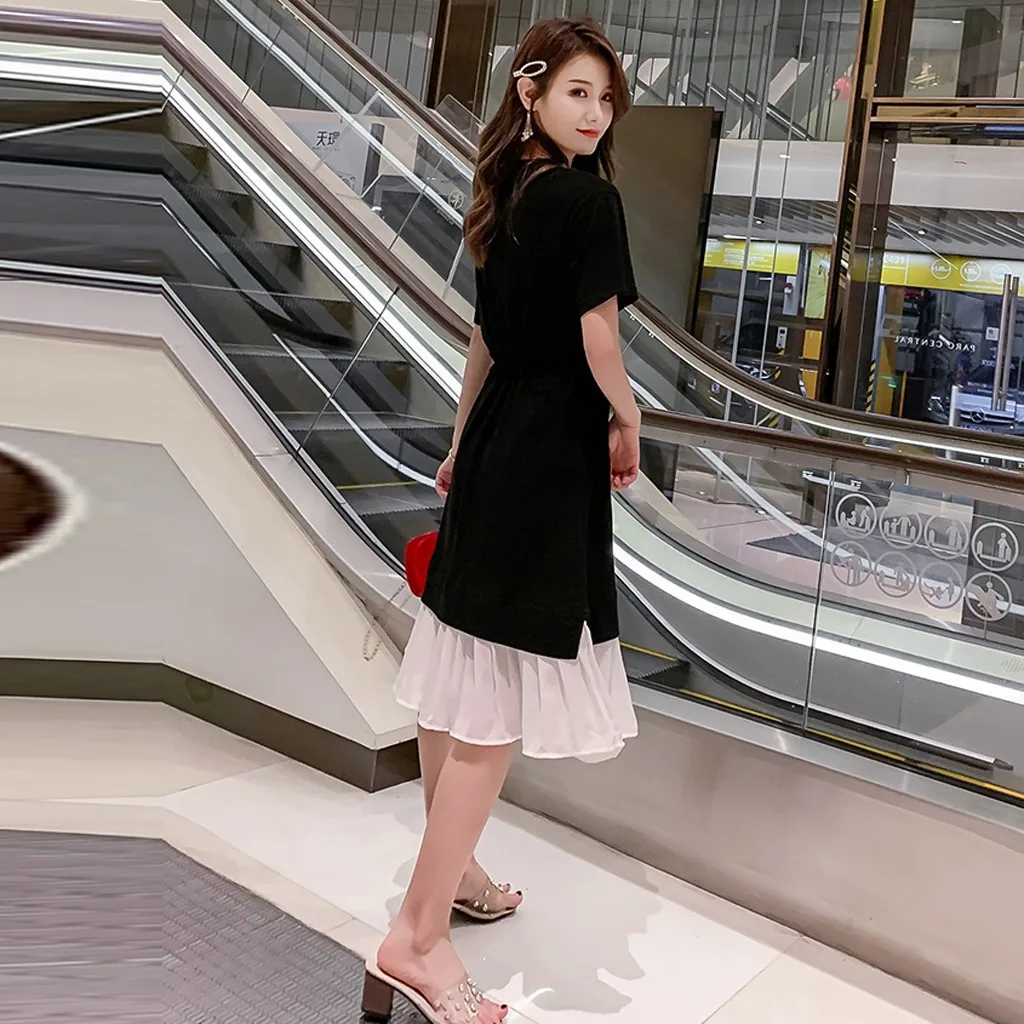 Женские платья с коротким рукавом модные летние платья-трапеции Vadim однотонные